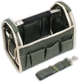 12.5" Green Tool Carry-All | Premium Canvas with Multi-Pockets | Metal Handle & Rubber Feet | 12.5" x 9.5" x 8" | Best for Tools, Crafts & Supplies