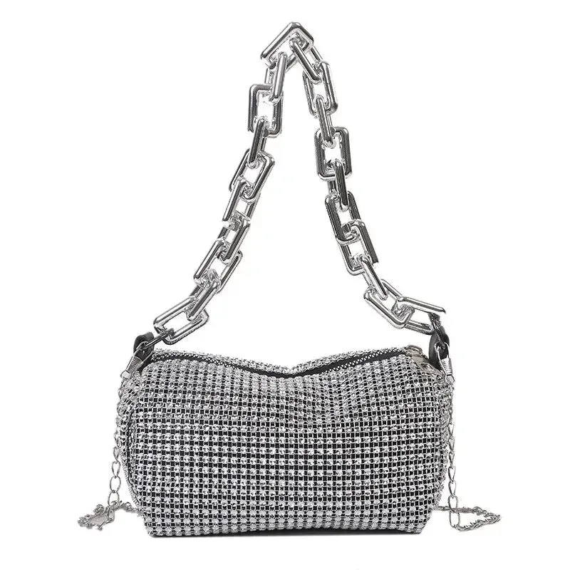 All-Over Rhinestone Mini Handbag with Chain Strap – Sparkle On the Go