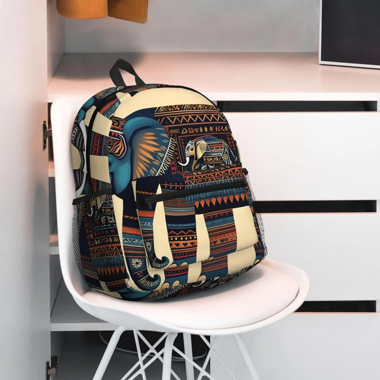 Aztec Elephant Print Backpack For Men And Women Lightweight Backpack Casual Daypack For Workplace Travel