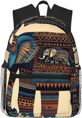 Aztec Elephant Print Backpack For Men And Women Lightweight Backpack Casual Daypack For Workplace Travel