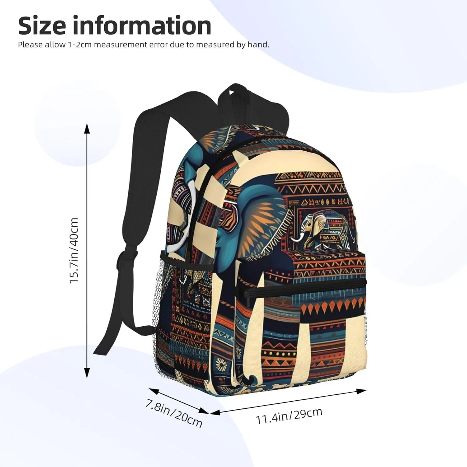 Aztec Elephant Print Backpack For Men And Women Lightweight Backpack Casual Daypack For Workplace Travel