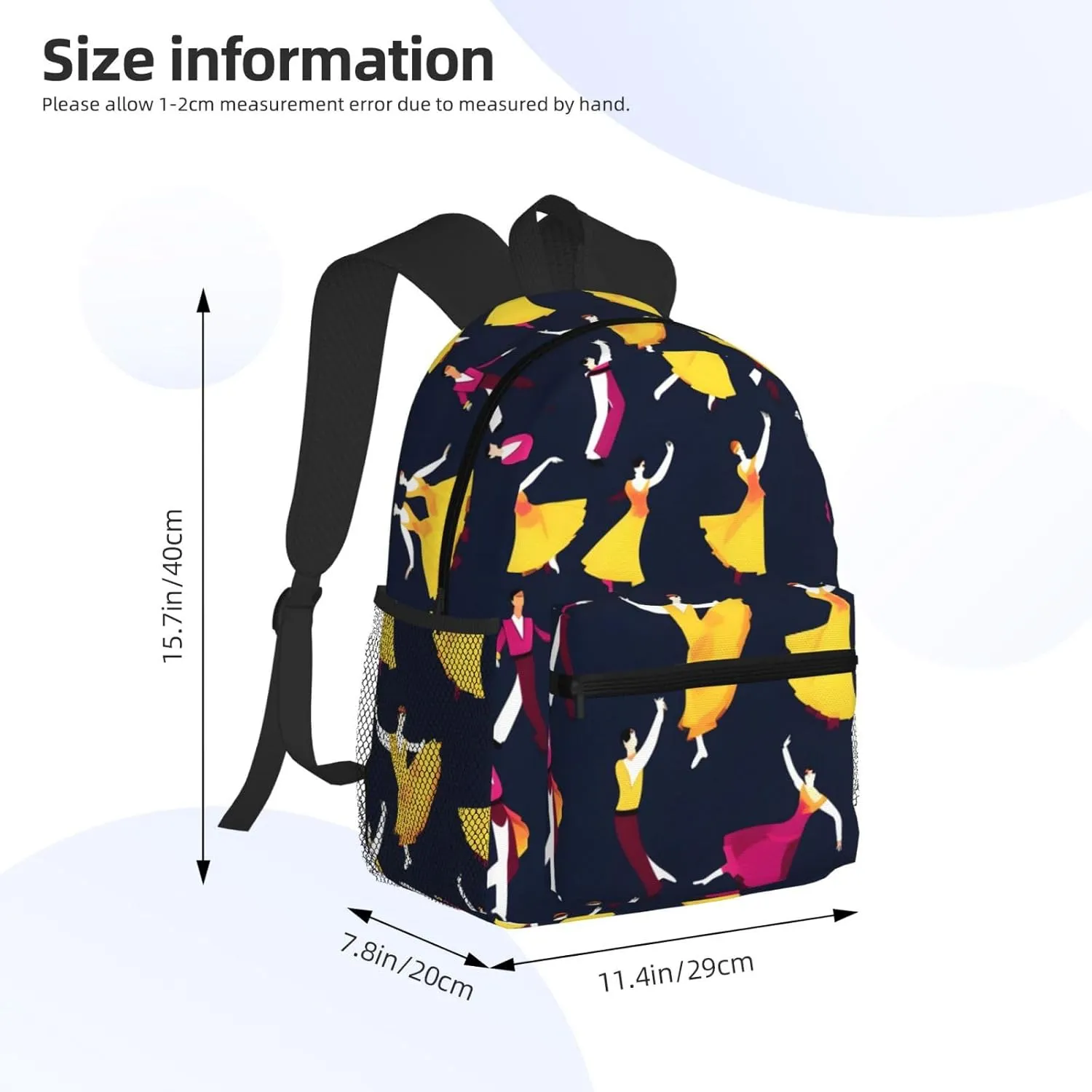 Ballroom Dance Small Pattern Print Backpack For Men And Women Lightweight Backpack Casual Daypack For Workplace Travel