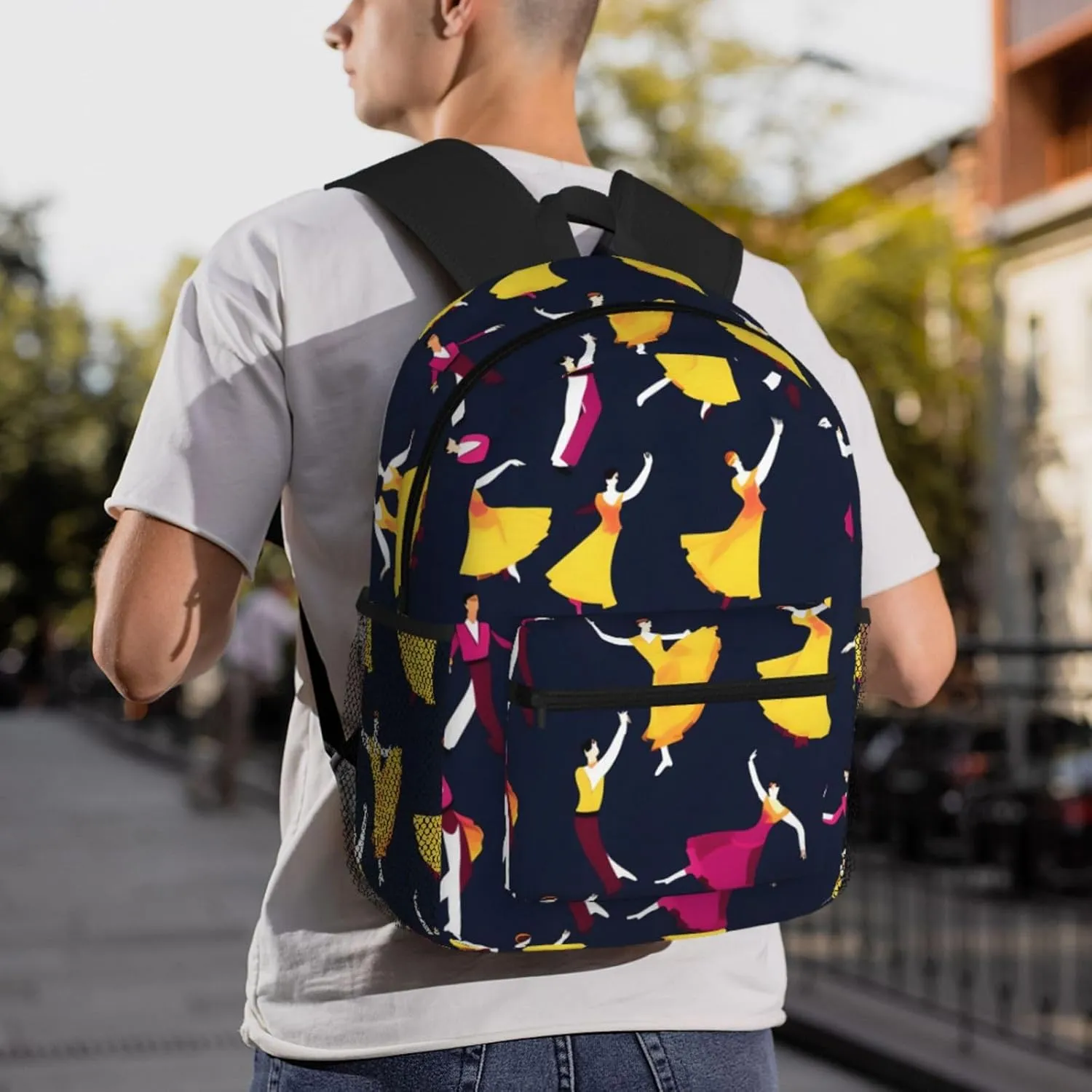 Ballroom Dance Small Pattern Print Backpack For Men And Women Lightweight Backpack Casual Daypack For Workplace Travel