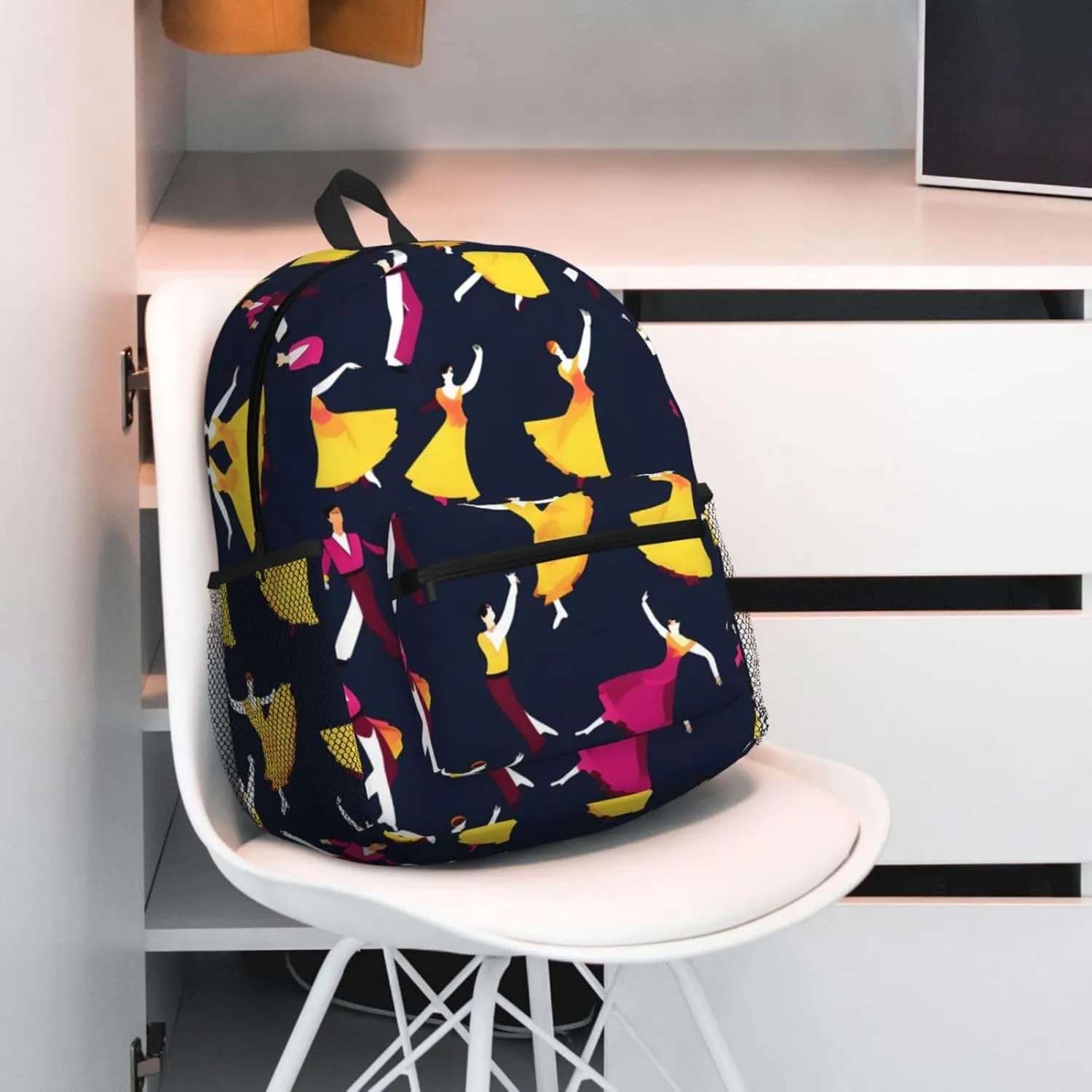 Ballroom Dance Small Pattern Print Backpack For Men And Women Lightweight Backpack Casual Daypack For Workplace Travel