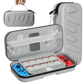 bibuks Switch Carrying Case Compatible with Nintendo Switch & Switch OLED, Portable Switch Travel Carry Case, Protective Hard Shell Pouch with Pockets for Accessories and Games (Grey03)
