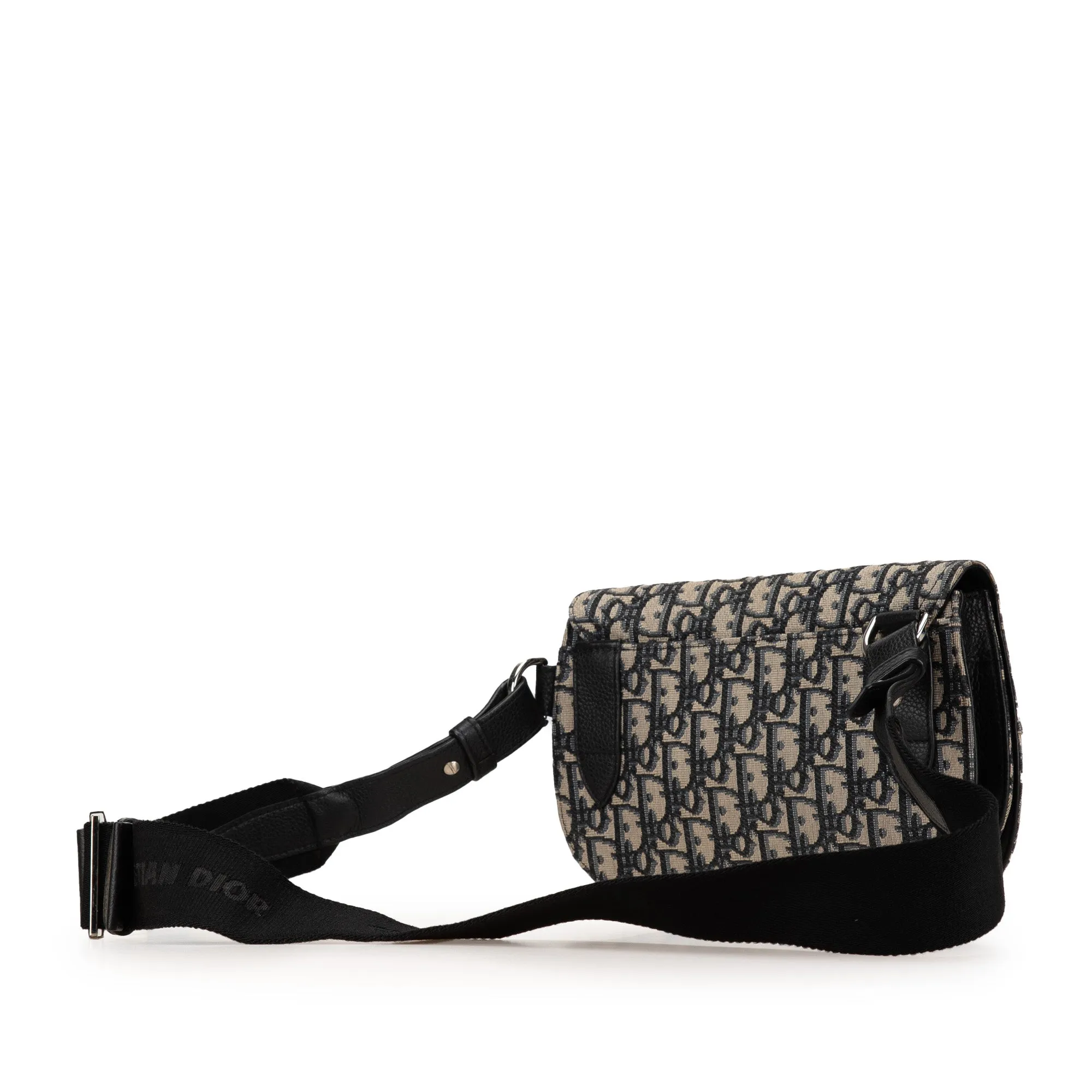 Black Dior Oblique Saddle Messenger Pouch Crossbody Bag