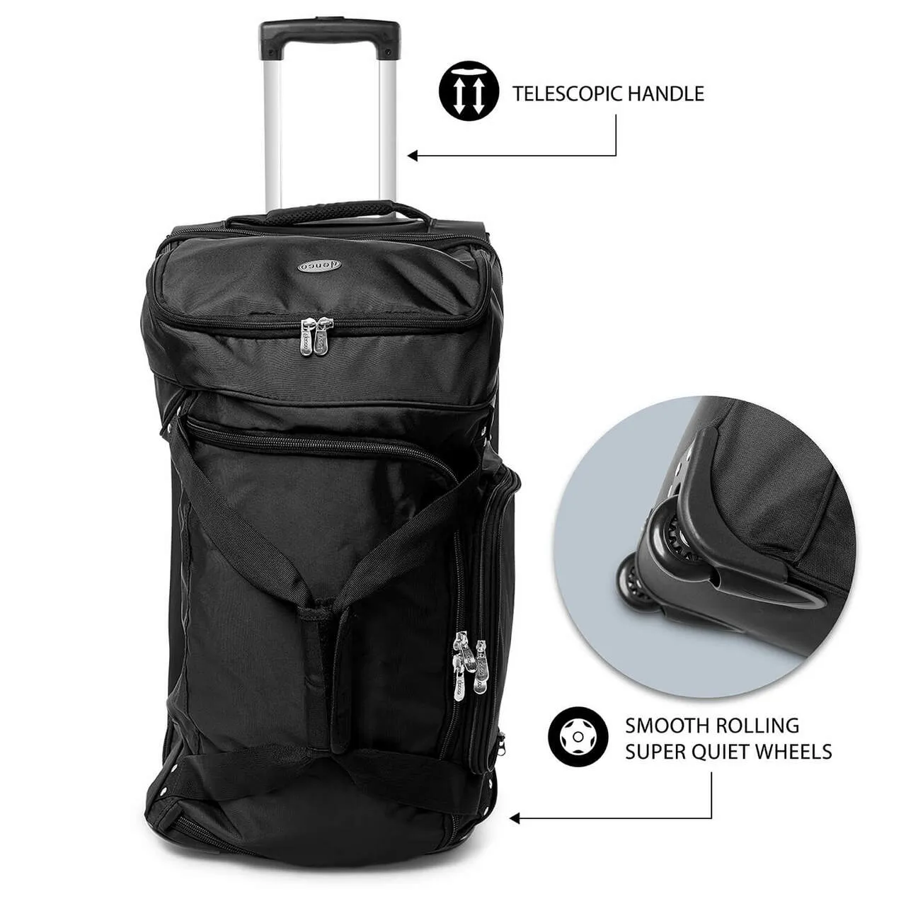 Buffalo Sabres 27" Black Rolling Drop Bottom Duffel