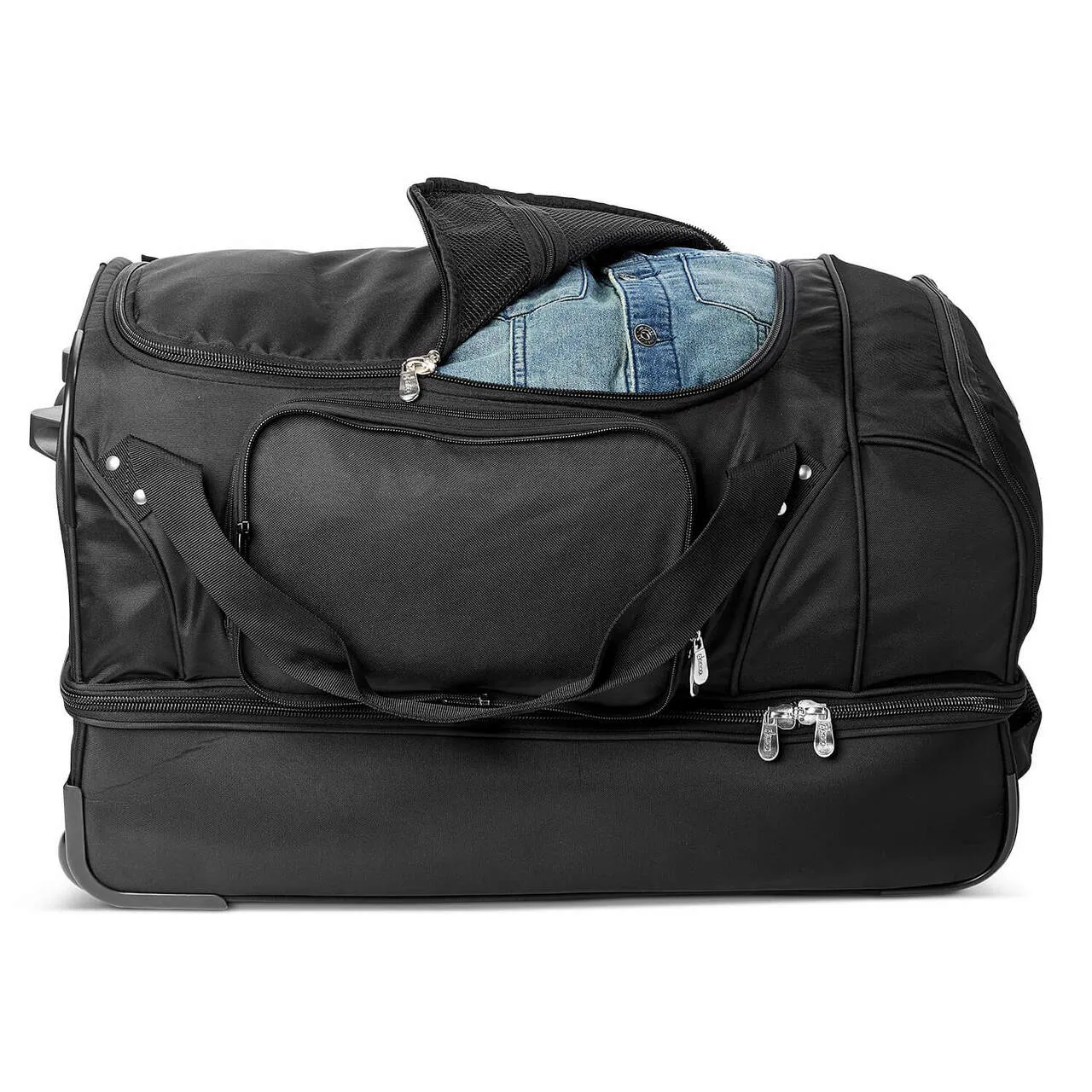 Calgary Flames 27" Black Rolling Drop Bottom Duffel