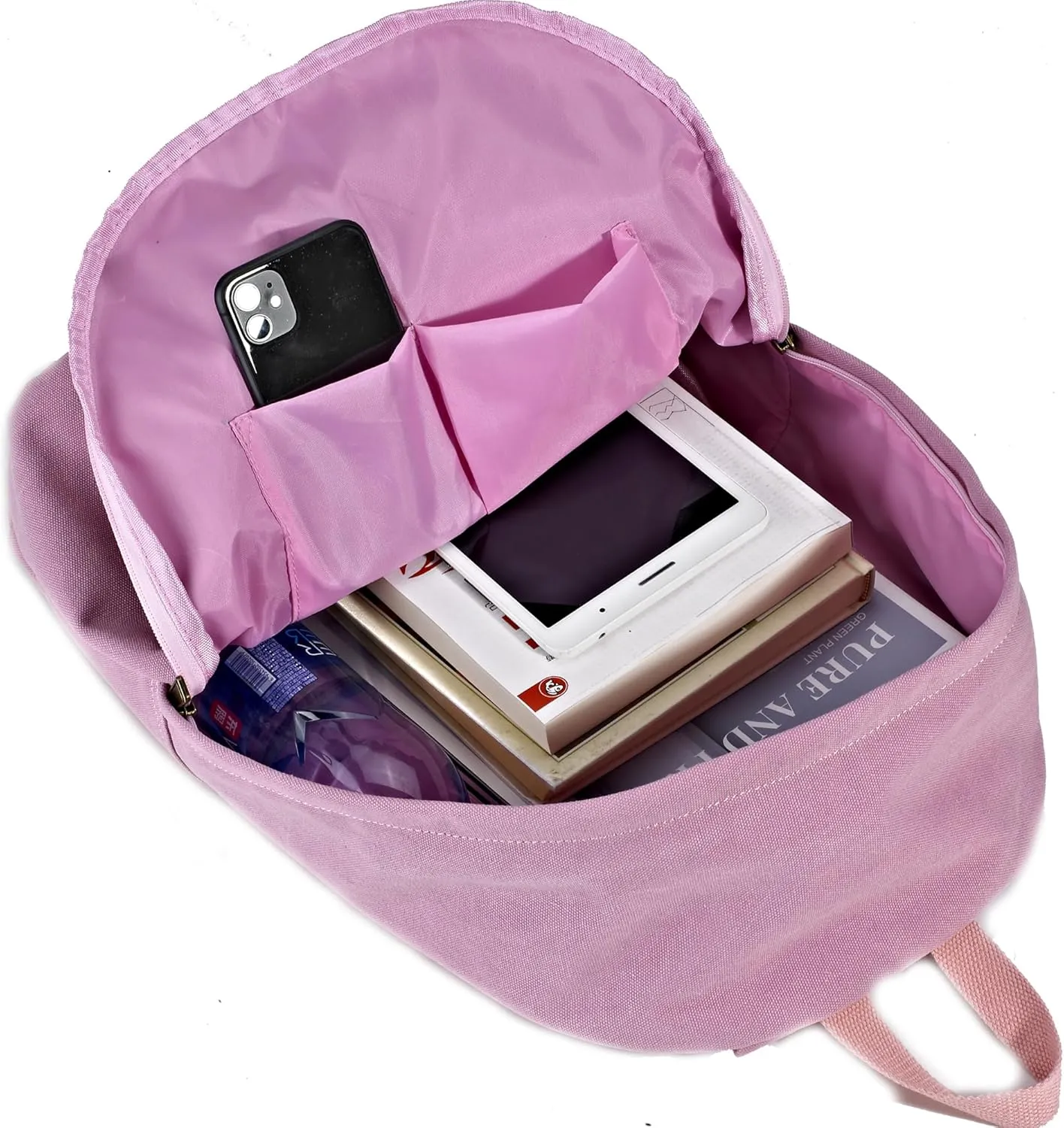 Canvas Laptop Backpack, Durable Rucksack, Travel Bag Fits 15.6 Inch Notebook for Women Factory Directly (Pink)