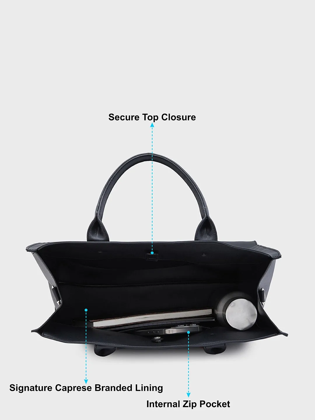 Caprese Pink Cloud Tote Large Women Handbag | Office Handbag Black
