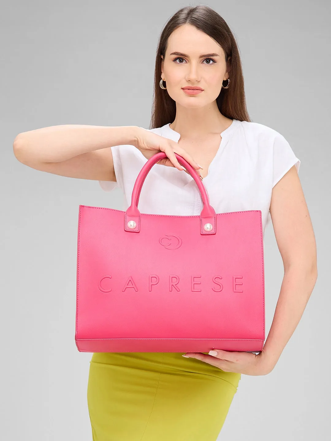 Caprese Pink Cloud Tote Large Women Handbag | Office Handbag Pink
