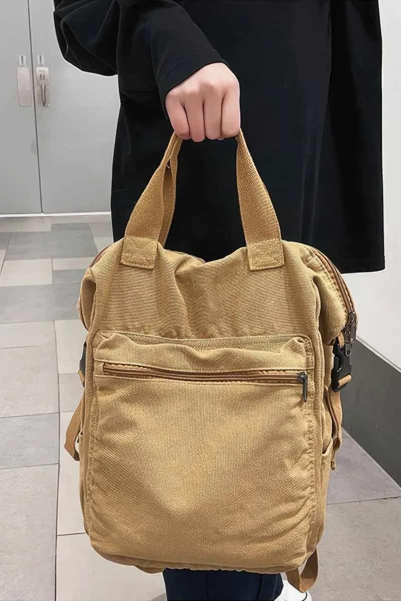 Casual Backpack Large Capacity Washed Canvas Student Backpack