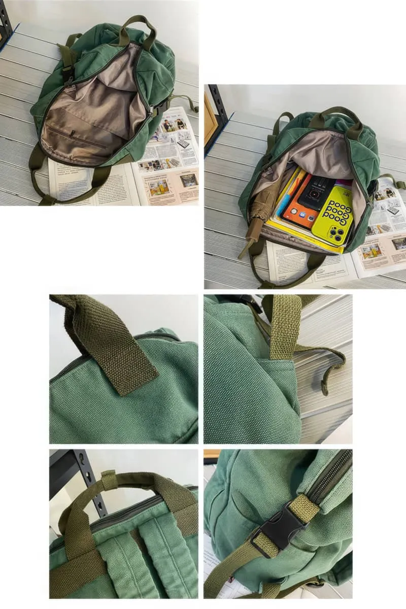 Casual Backpack Large Capacity Washed Canvas Student Backpack
