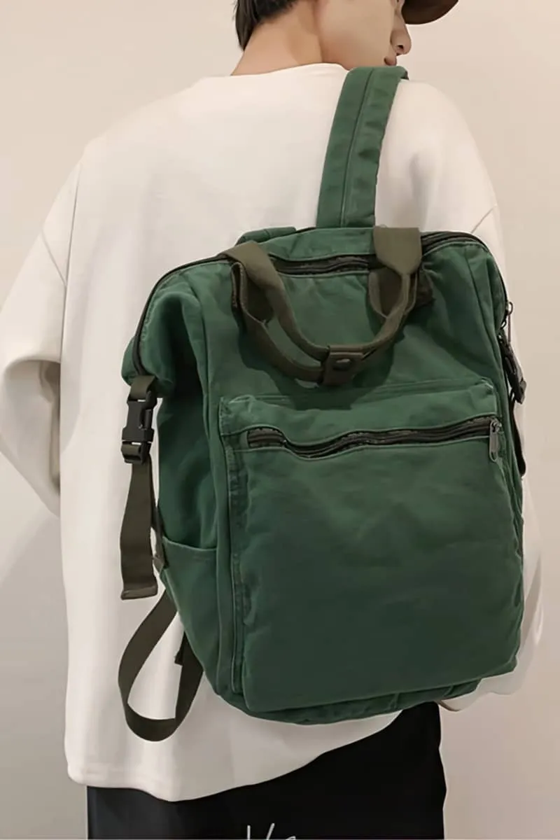 Casual Backpack Large Capacity Washed Canvas Student Backpack