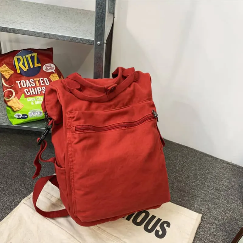 Casual Backpack Large Capacity Washed Canvas Student Backpack