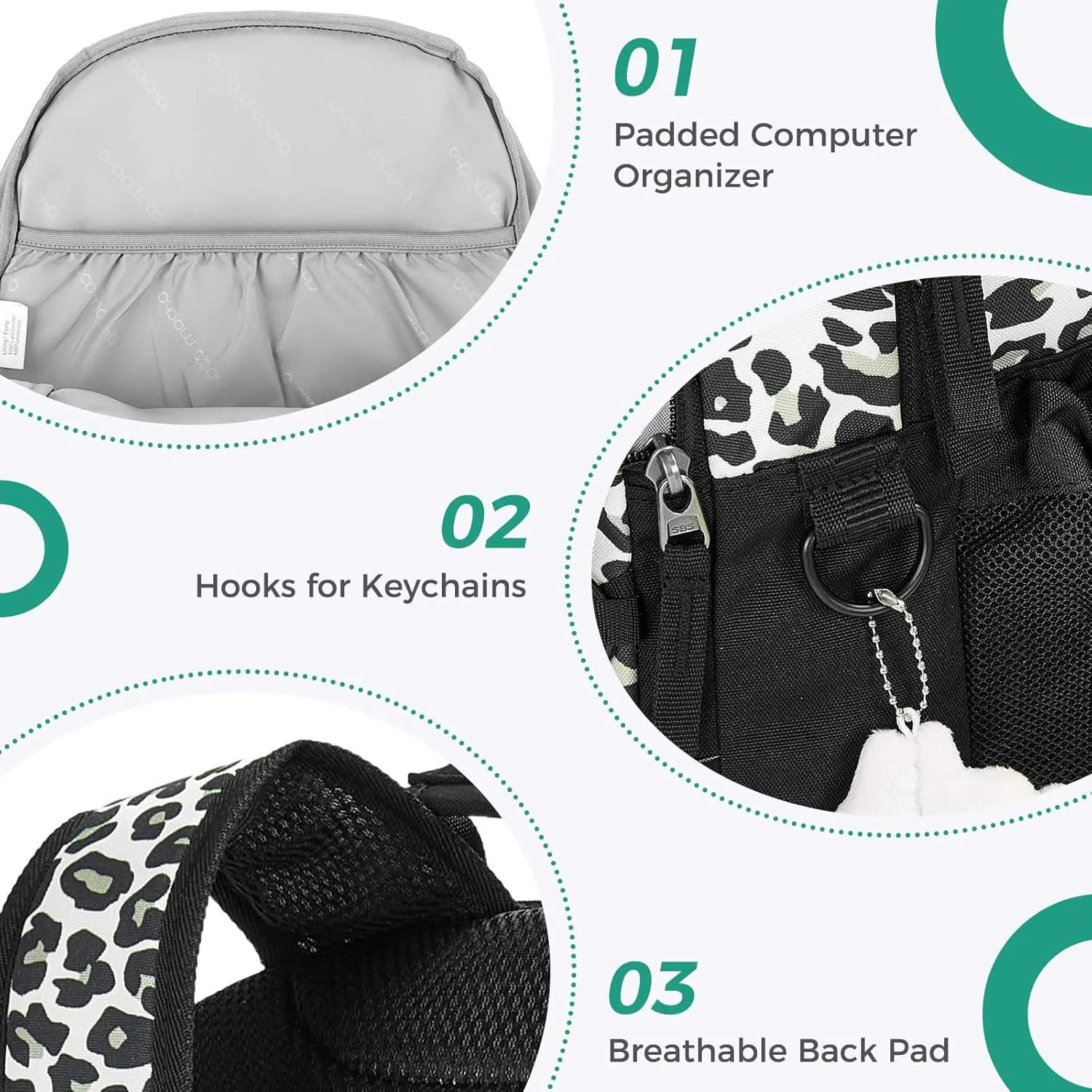 Choco Mocha Leopard Backpack for Teen Girls, Travel School Backpack for Girls Middle School Large Bookbag 18 Inch, Cheetah Brown