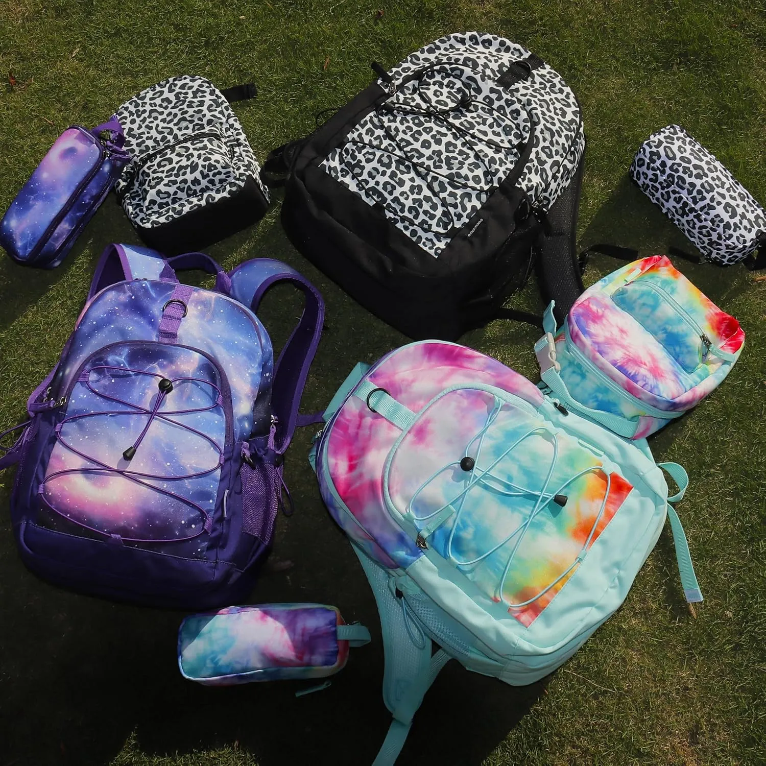 Choco Mocha Tie Dye Backpack for Teen Girls, Travel School Backpack for Girls Middle School Large Bookbag 18 Inch, Teal Green