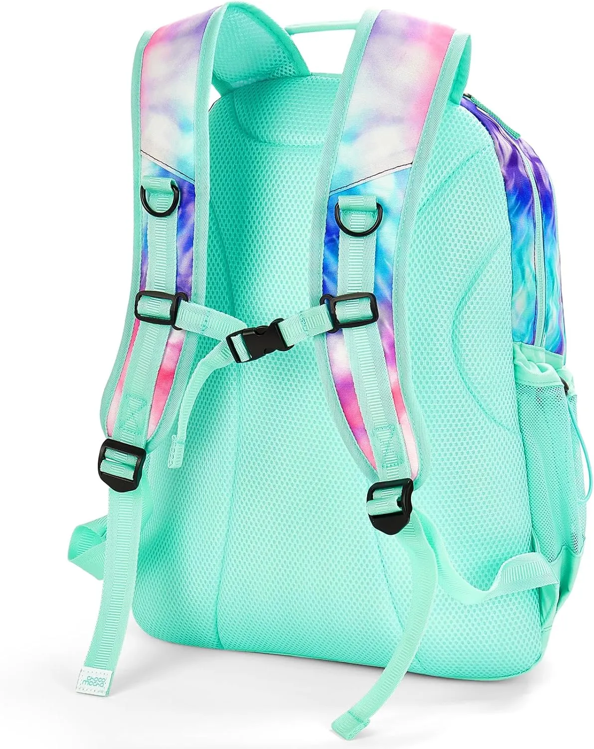 Choco Mocha Tie Dye Backpack for Teen Girls, Travel School Backpack for Girls Middle School Large Bookbag 18 Inch, Teal Green