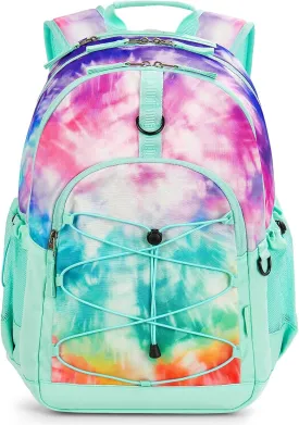 Choco Mocha Tie Dye Backpack for Teen Girls, Travel School Backpack for Girls Middle School Large Bookbag 18 Inch, Teal Green