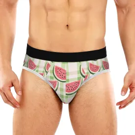 Classic Men's Underwear Briefs Watermelon Green Checkered Grid Breathable and Soft Comfort Triangle Underwear Men