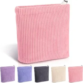 Corduroy Mini Makeup Bag for Purse Solid Color Small Makeup Zipper Pouch Travel Cosmetic Bag Coin Purse Cute Preppy Waterproof Portable Toiletry Organizer Storage Pouch Bag for Girl Women (Pink)