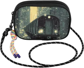Cross Body Bag Black Train Circuit Board Shoulder Handbag with Adjustable Strap and Inner Pocket Fanny Pack Small Sling Backpack Hobo Purse for Women Men Travel Work
