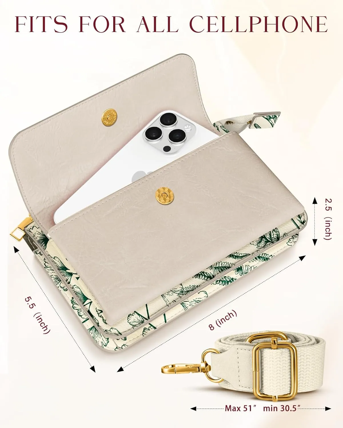 Crossbody Bag Cellphone Purse Wallet for Women - Leather Cellphone Purse Bag with Adjustable Shoulder Strap Girl