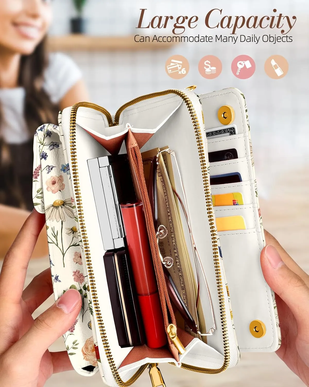 Cute Crossbody Purse Cell Phone Bags for Women - Leather Cellphone Wallet Purse with Adjustable Shoulder Rope