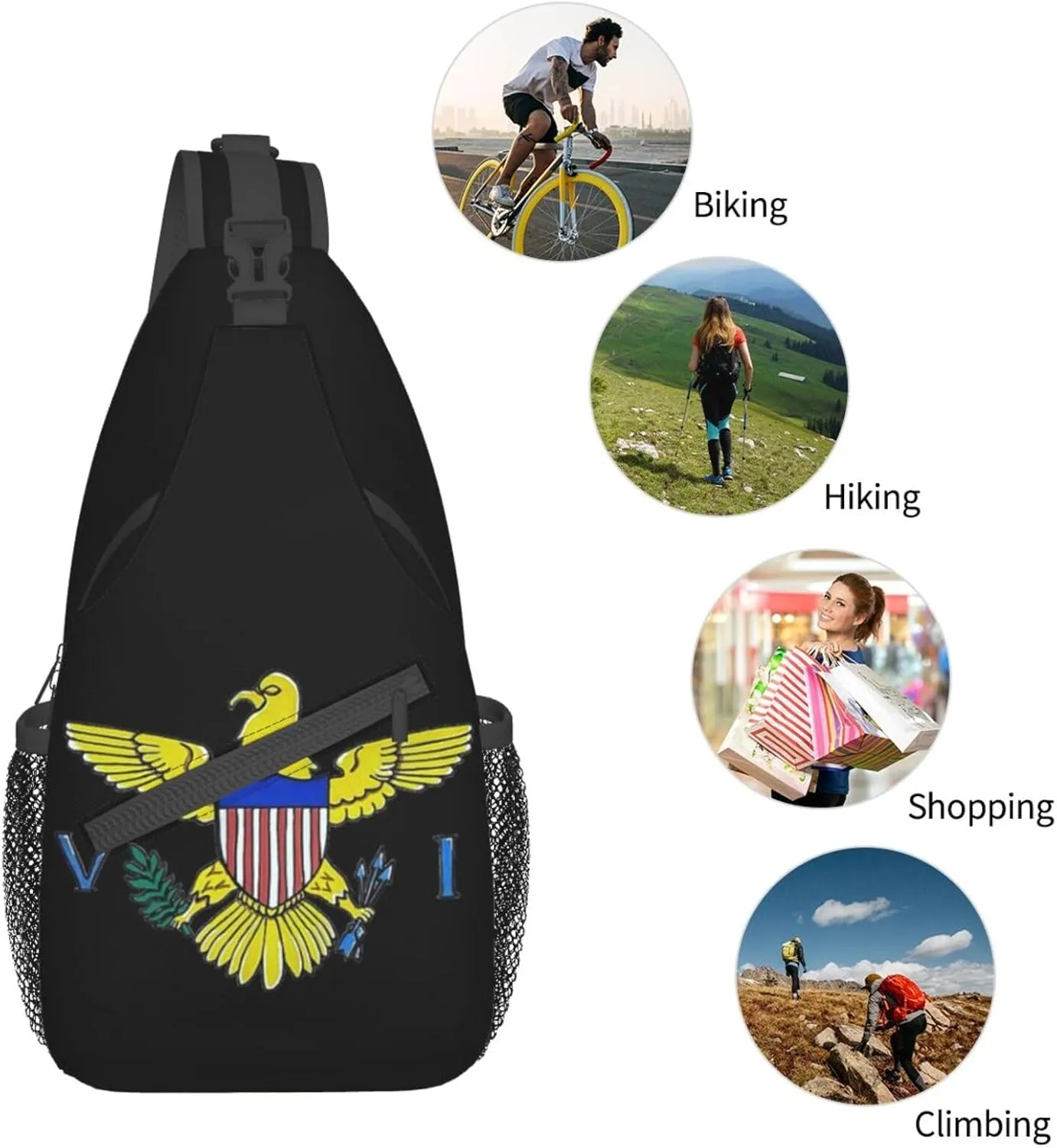 Cute Flag Sling Bag Crossbody Backpack Patriotic Flag Travel Hiking Daypack Shoulder Chest Bag for Women Men