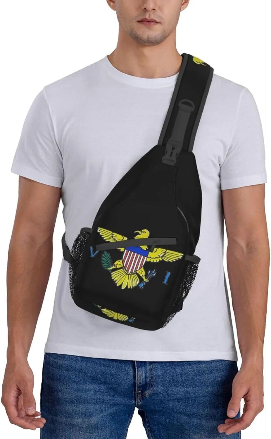 Cute Flag Sling Bag Crossbody Backpack Patriotic Flag Travel Hiking Daypack Shoulder Chest Bag for Women Men