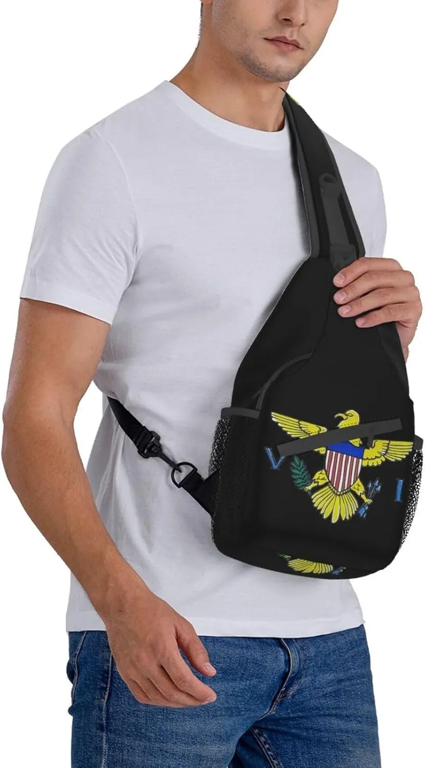 Cute Flag Sling Bag Crossbody Backpack Patriotic Flag Travel Hiking Daypack Shoulder Chest Bag for Women Men