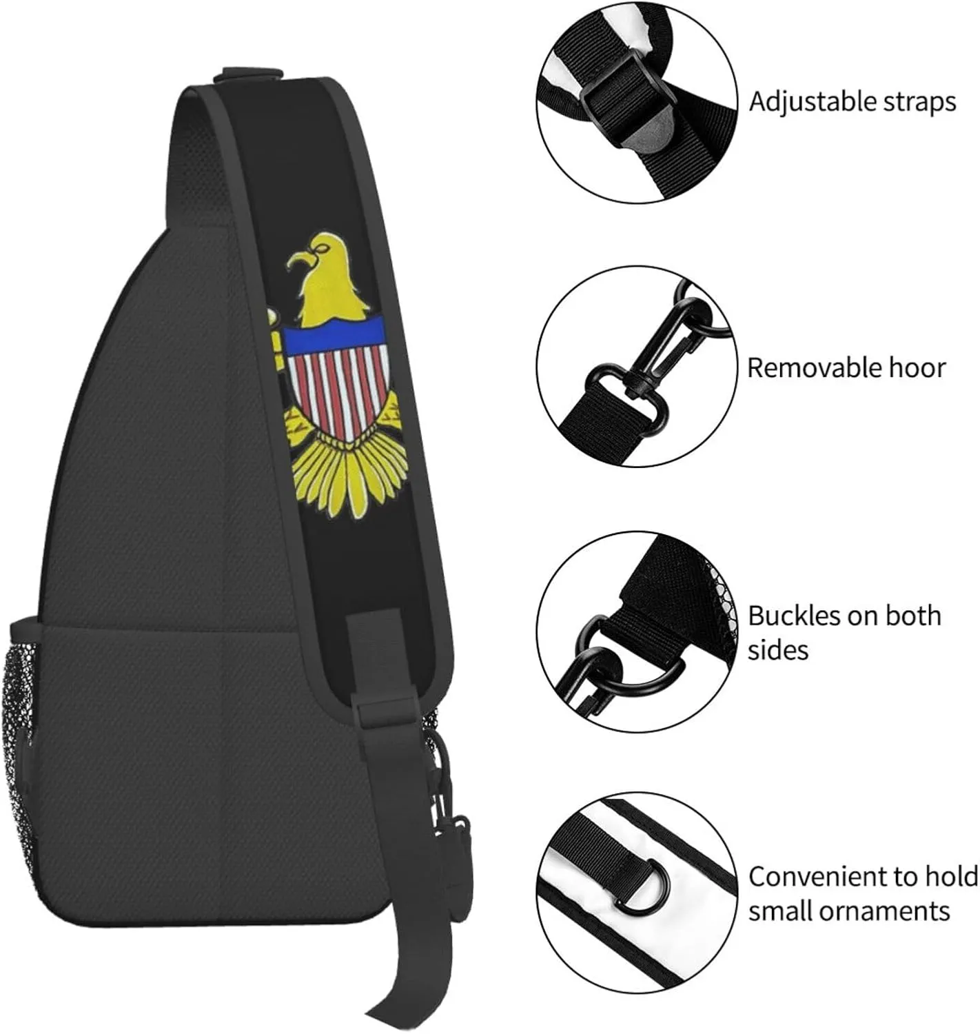 Cute Flag Sling Bag Crossbody Backpack Patriotic Flag Travel Hiking Daypack Shoulder Chest Bag for Women Men