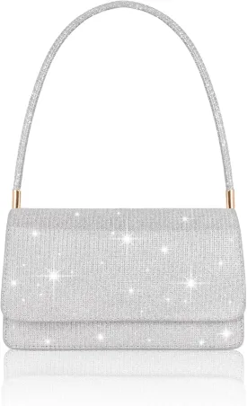 Evening Bag Clutch Purse for Women, Sparkling Envelope Handbag with 2 Compartments for Prom Cocktail Party