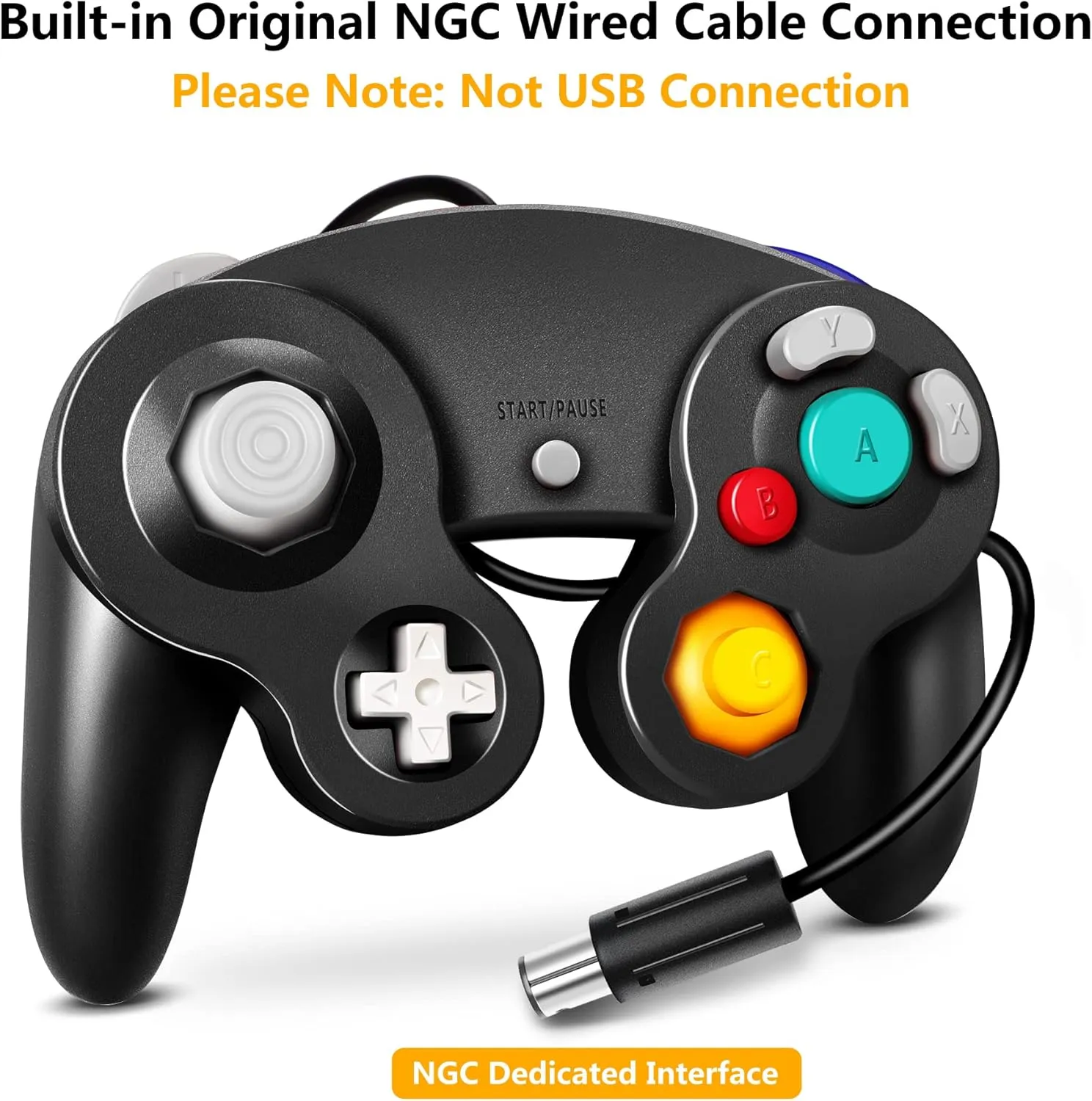 FIOTOK Gamecube Controller, Classic Wired Controller for Wii Nintendo Gamecube (Black)