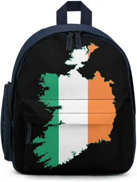 Flag Map of Ireland Cute Backpack Daily Casual Daypack Travel Mini Bag with Adjustable Strap Blue-style-27