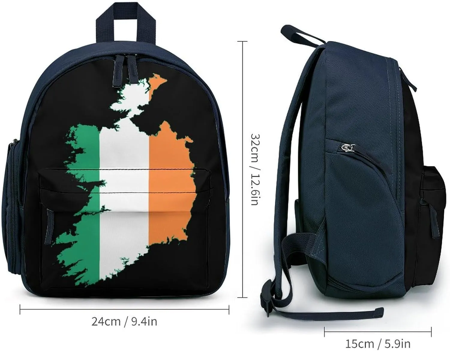 Flag Map of Ireland Cute Backpack Daily Casual Daypack Travel Mini Bag with Adjustable Strap Blue-style-27