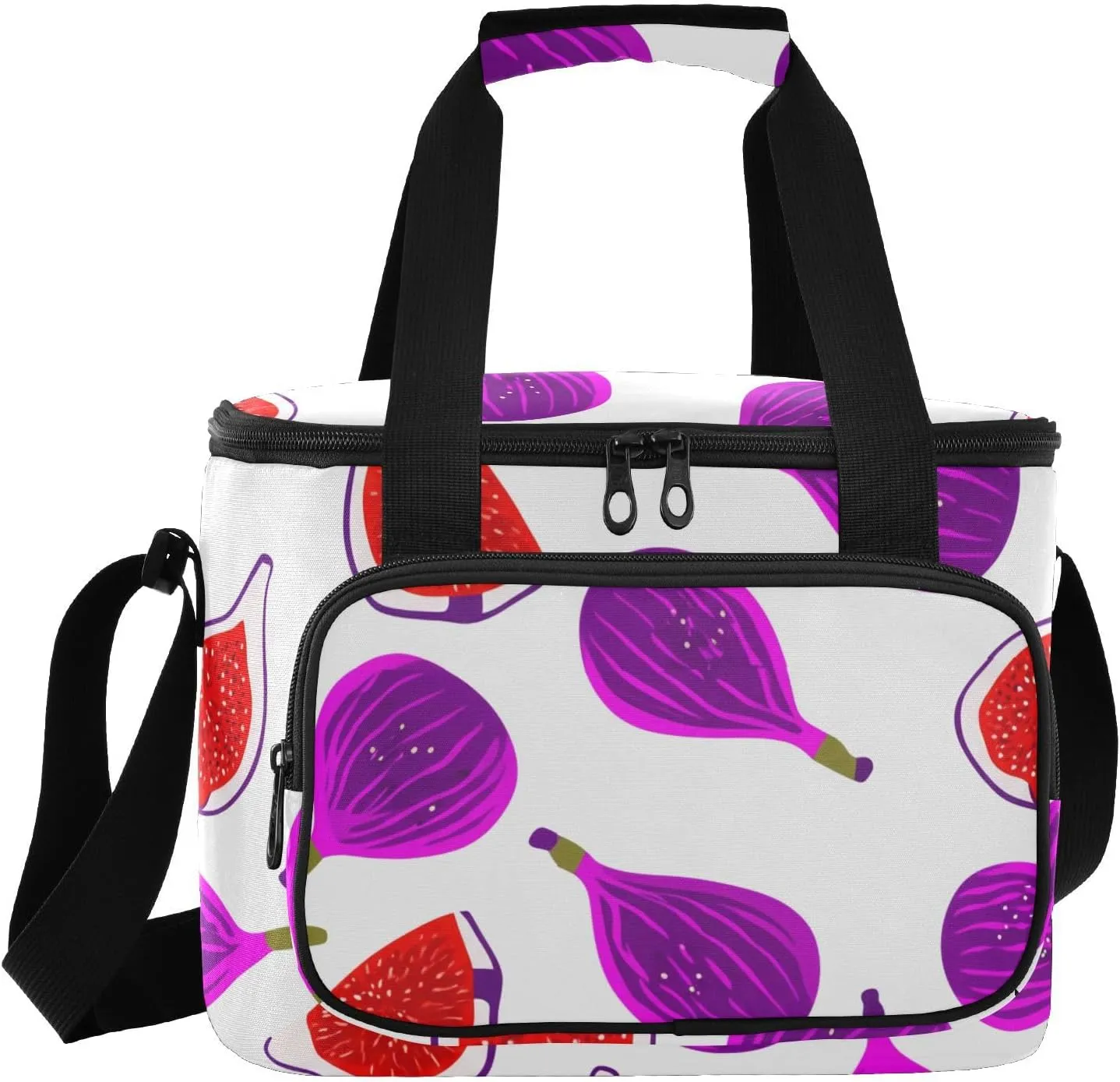 Fresh Fig Fruit White Insulated Cooler Bag for Women Men Leakproof 24 Can Camping Cooling Bag for Beach Work Road Trip