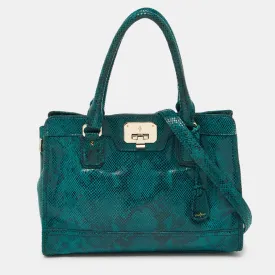Green Snakeskin Embossed Leather Tote