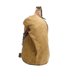 Handmade Leather Canvas Chest Bag