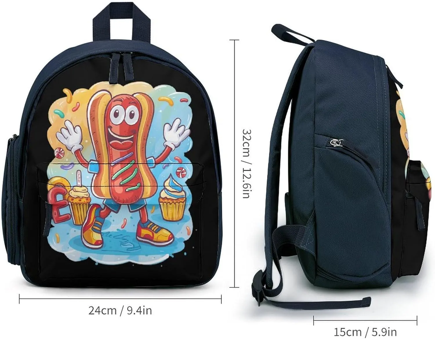 Hot Dog Cute Backpack Daily Casual Daypack Travel Mini Bag with Adjustable Strap Blue-style-28