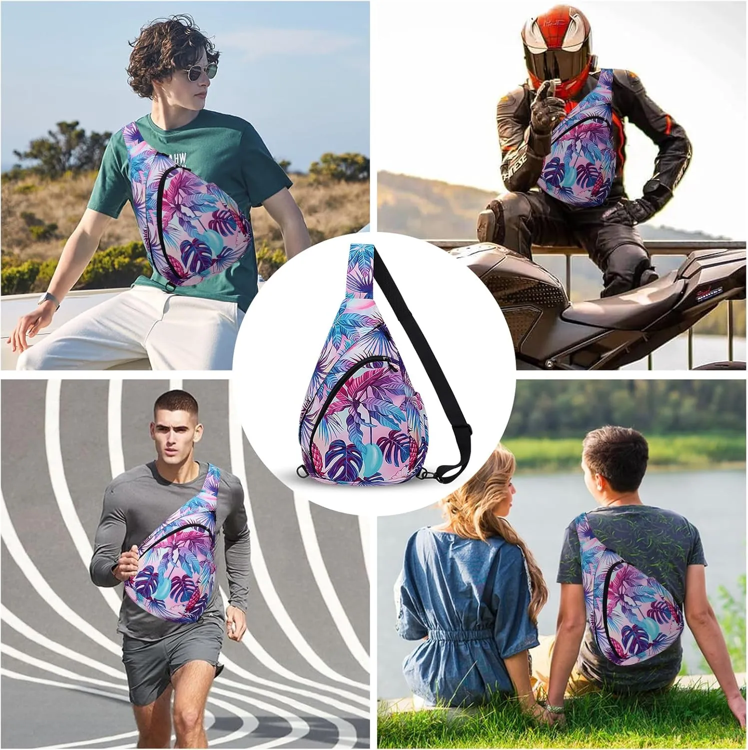 HUA ANGEL Crossbody Sling Bag for Men & Women Lightweight Waterproof Chest Shoulder Bag for Travel Hiking & Everyday Use