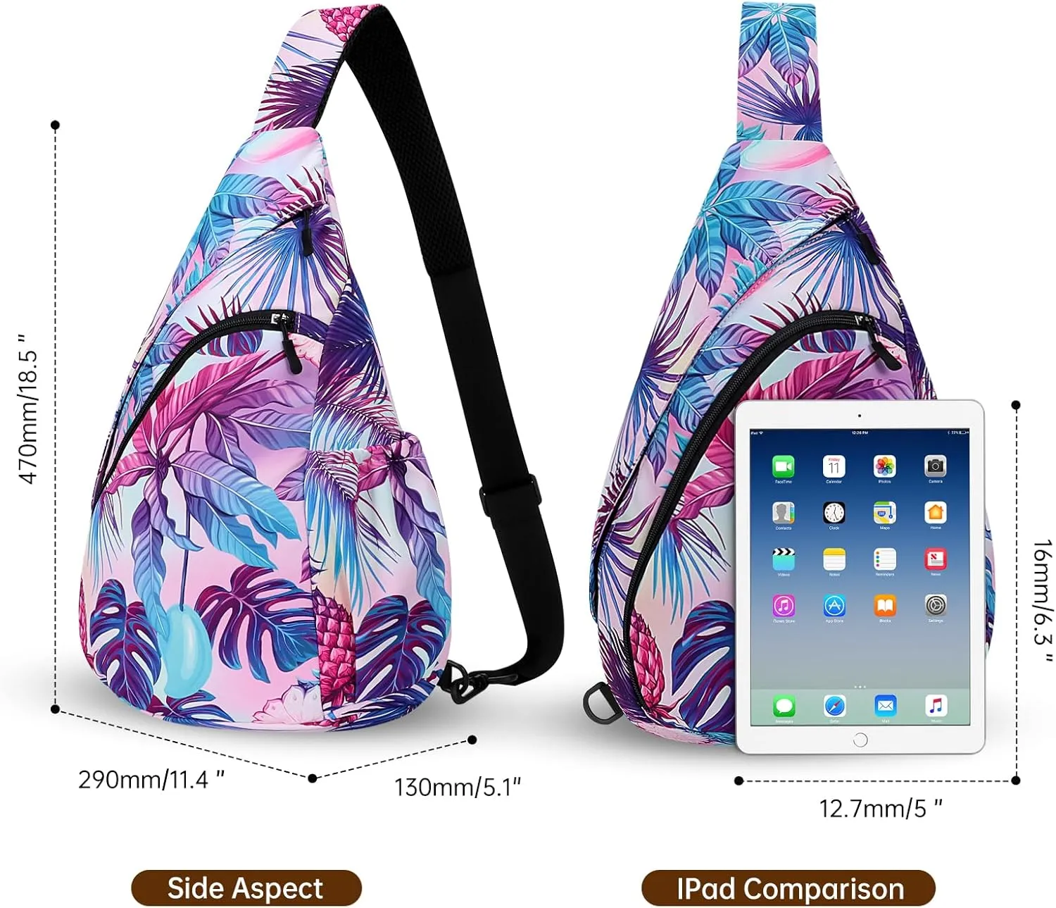 HUA ANGEL Crossbody Sling Bag for Men & Women Lightweight Waterproof Chest Shoulder Bag for Travel Hiking & Everyday Use