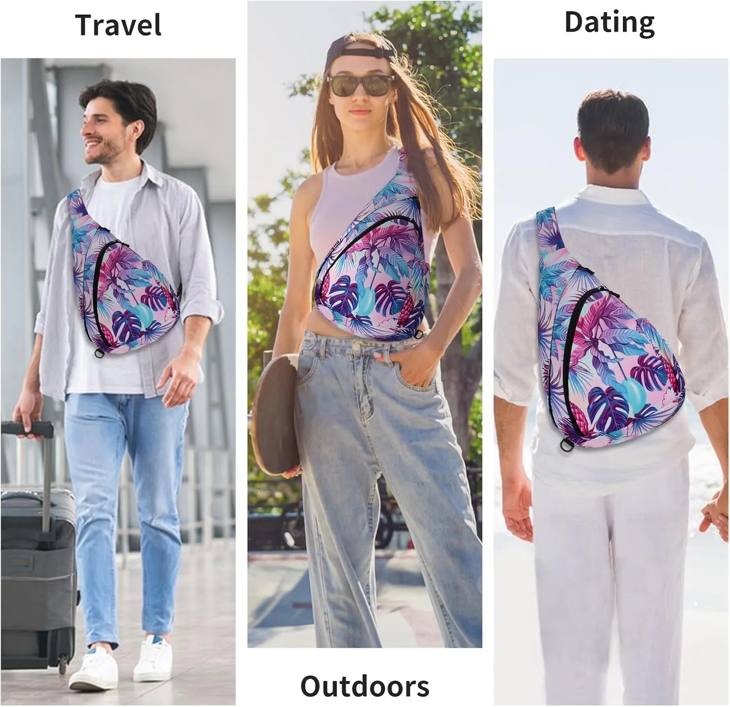 HUA ANGEL Crossbody Sling Bag for Men & Women Lightweight Waterproof Chest Shoulder Bag for Travel Hiking & Everyday Use