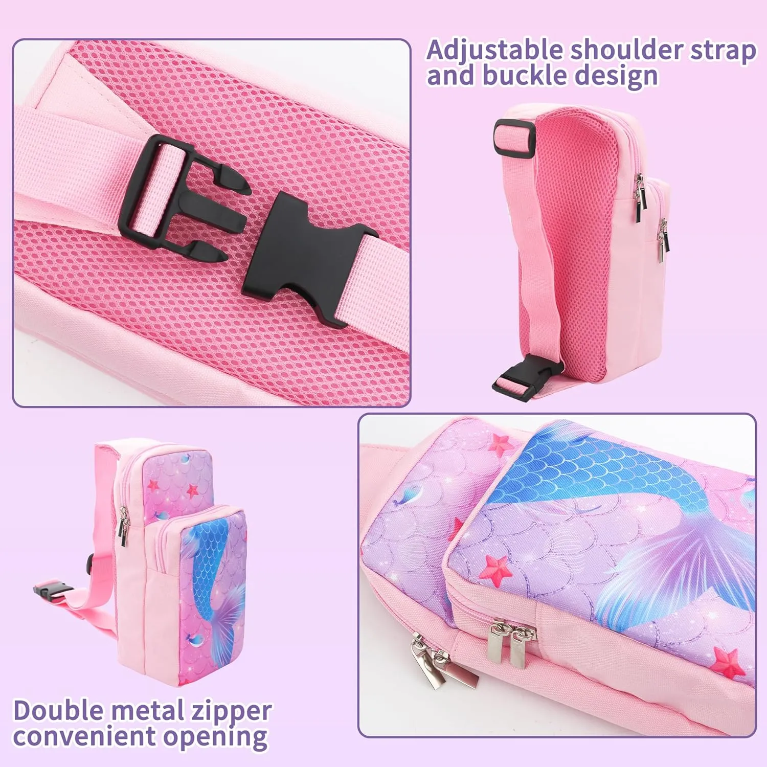 HYPERCASE Cute Shoulder Bag Kit for Nintendo Switch/OLED/Lite, Portable Fish Tail Switch Backpack Travel Bag with 2 Thumb Caps, for NS/OLED/LITE Console, Switch Dock, Joycon and Accessories Storage
