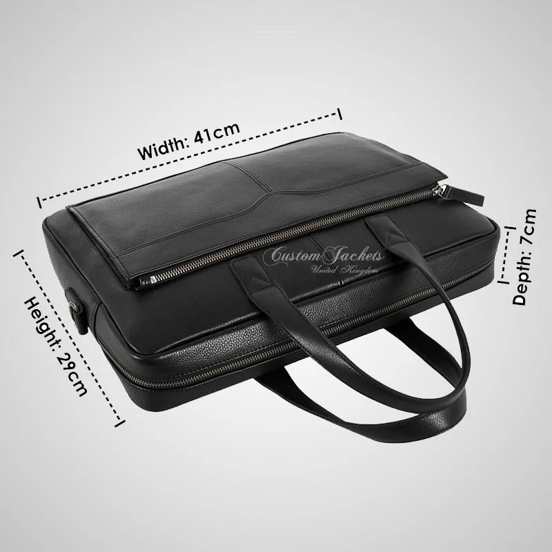 Laptop Bag Black Leather Briefcase Shoulder Messenger Bag