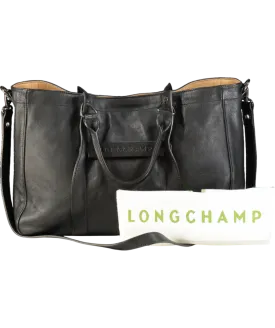 LONGCHAMP Black leather large 3d Tote bag with shoulder strap