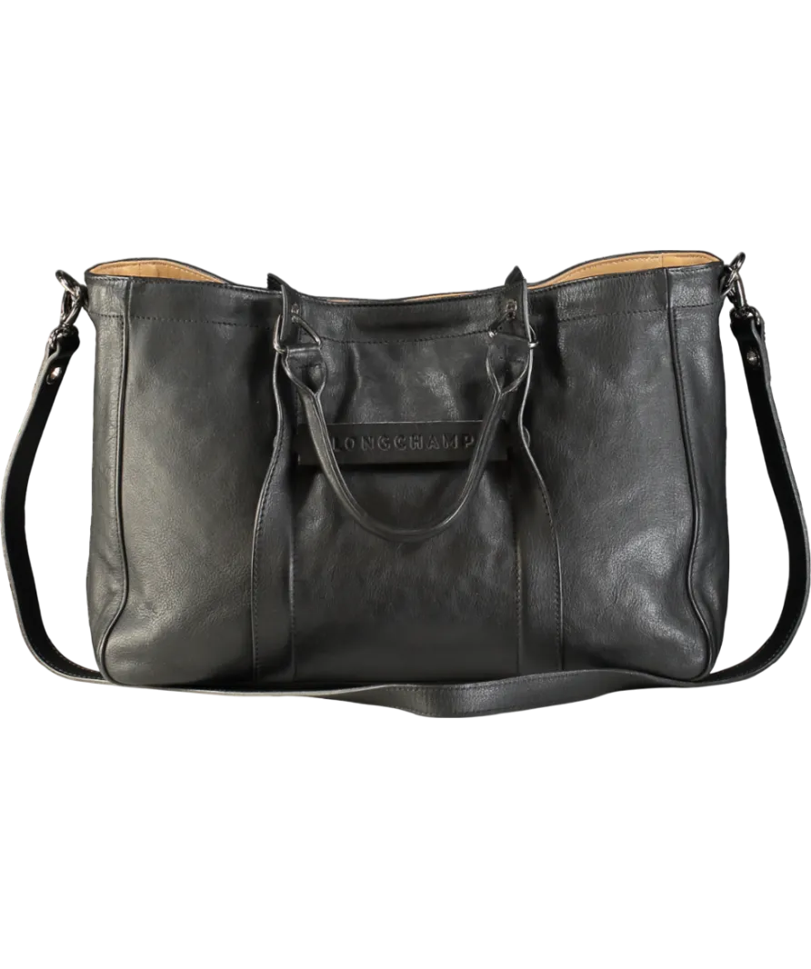 LONGCHAMP Black leather large 3d Tote bag with shoulder strap