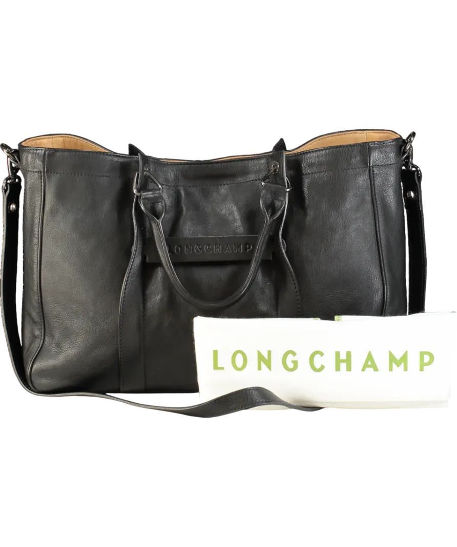 LONGCHAMP Black leather large 3d Tote bag with shoulder strap