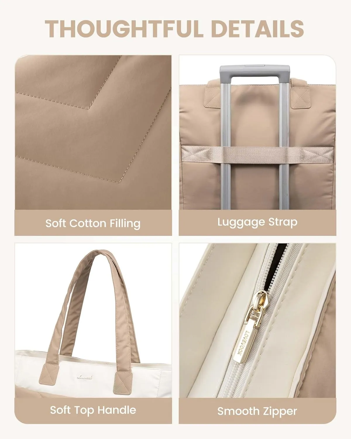 LOVEVOOK Tote Travel Bag for Women, Puffer Work Handbag with Zipper for Teacher Nurse, Quilted Laptop Shoulder Gym Bag Cute