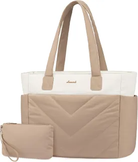 LOVEVOOK Tote Travel Bag for Women, Puffer Work Handbag with Zipper for Teacher Nurse, Quilted Laptop Shoulder Gym Bag Cute